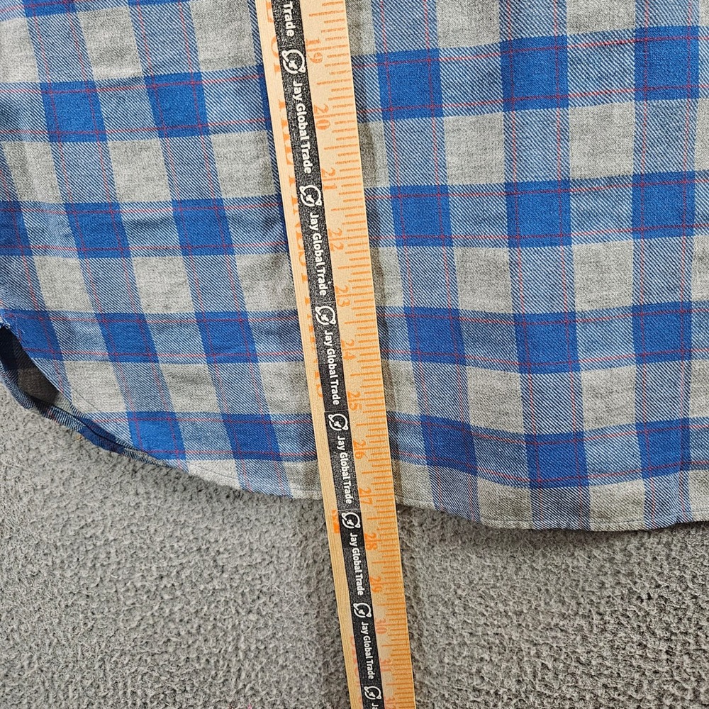 J Crew Women‎ Size 6 Blue Grey Plaid Flannel Button Up Shirt Long Sleeve Cotton - Picture 8 of 9